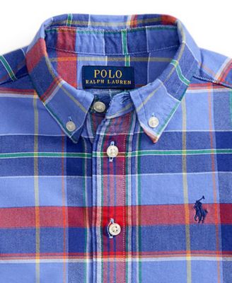 Boys' 2-7 Plaid Cotton Oxford Shirt