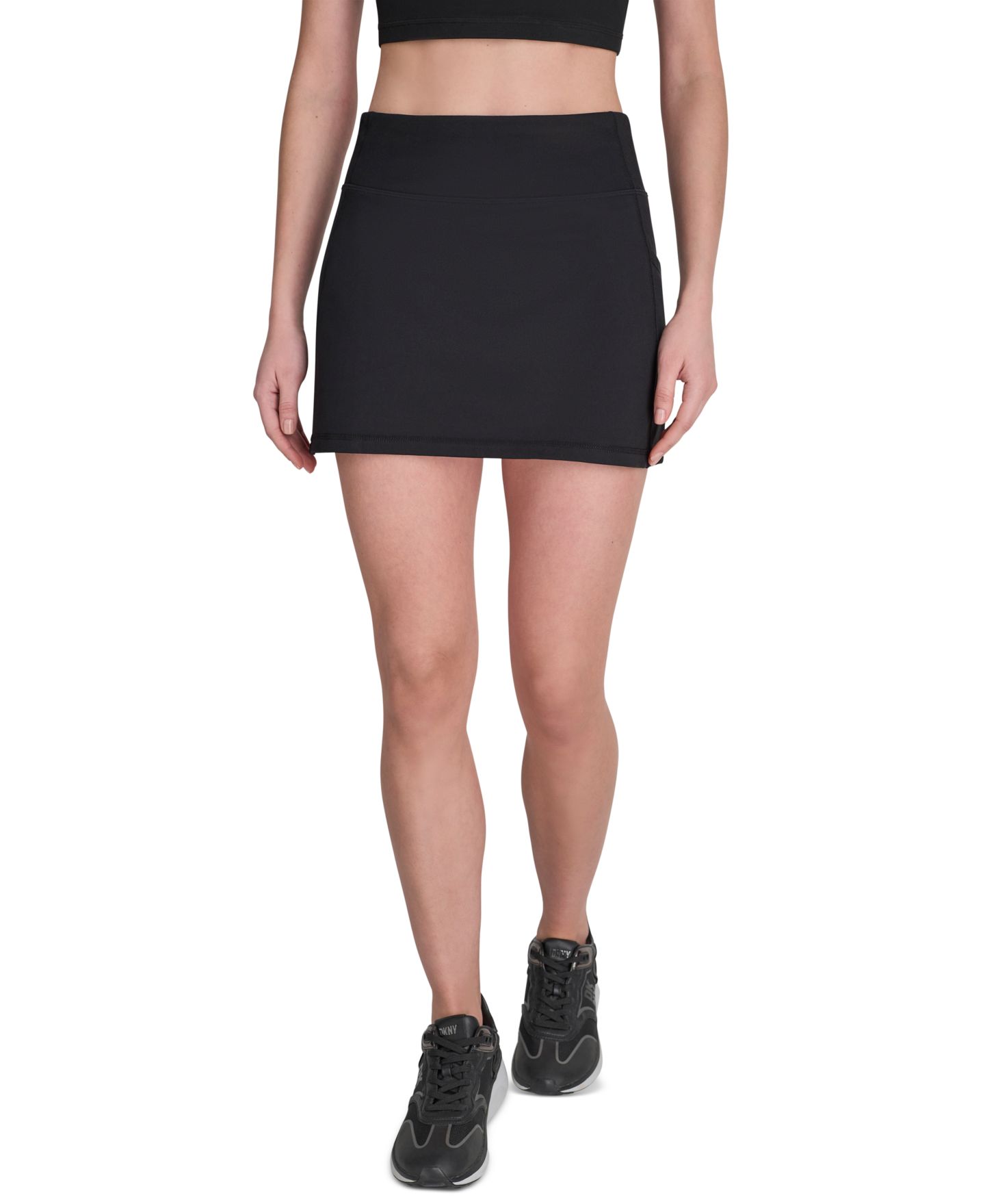 Женская юбка-шорты DKNY Sport Balance Compression Super High-Waist Pull-On Skort, цвет: Чёрный — фото 1
