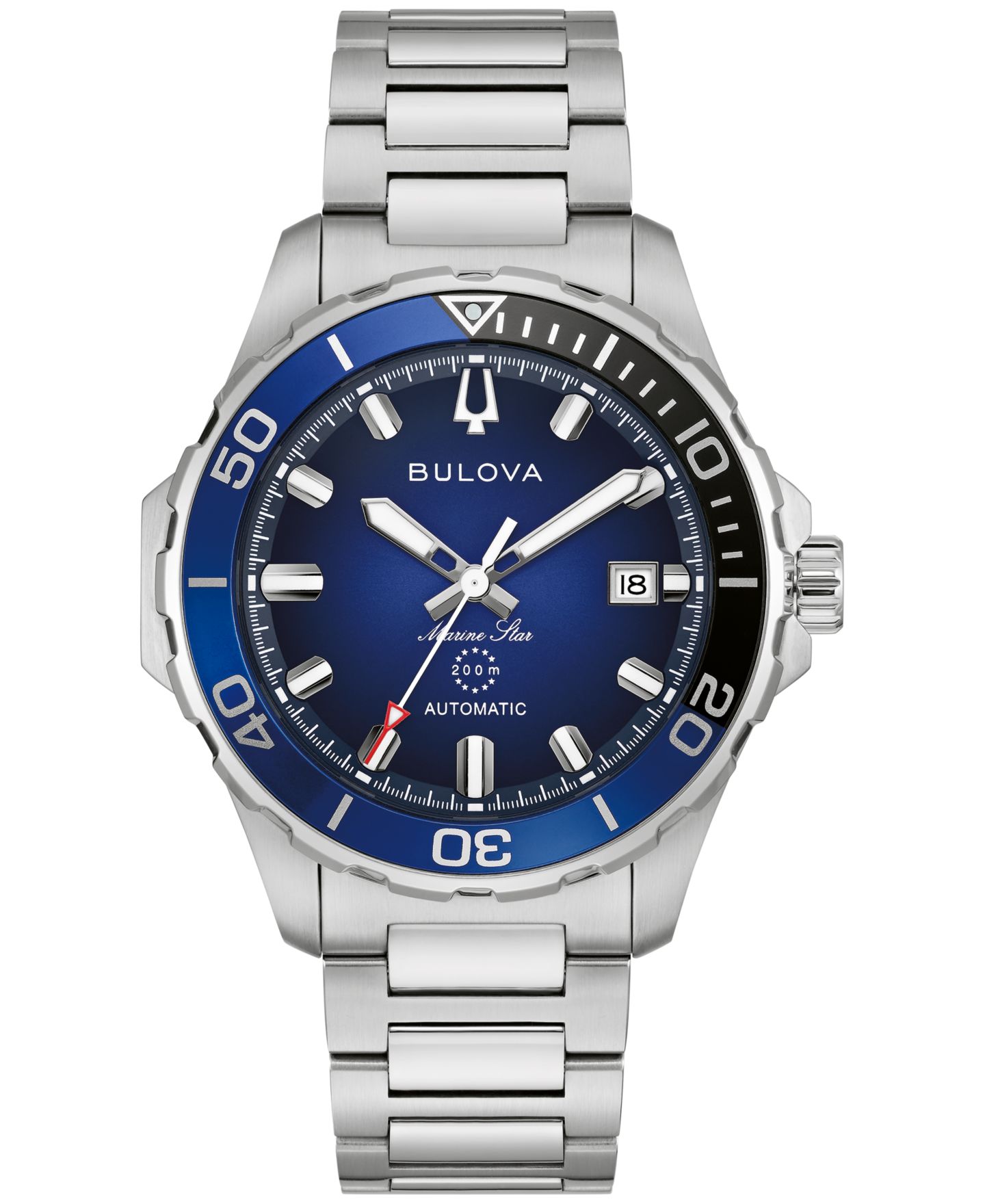 Мужские часы Bulova Marine Star Series B Automatic Silver-Tone Stainless Steel Bracelet Watch 45mm — фото 1