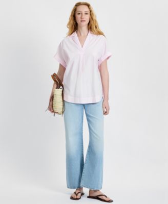 Women's Poplin Collared Top