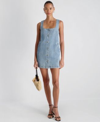 Women's 90s Denim Button-Front Sleeveless Dress