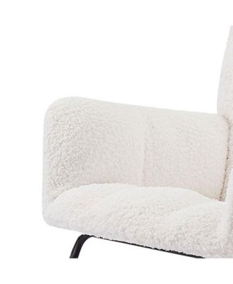 Off White Comfy Upholstered High Backrest Rocking Chair for Nursing Baby Reading Napping Nursery Living Room