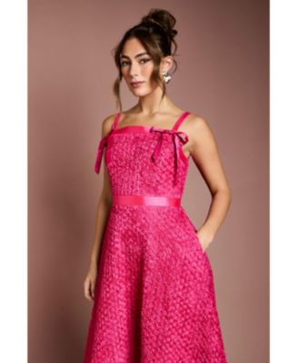 Women's 3D Flower Strappy Midi Dress