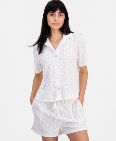 Женская рубашка J Valdi Short-Sleeve Button-Down Swim Cover-Up, цвет: Белый