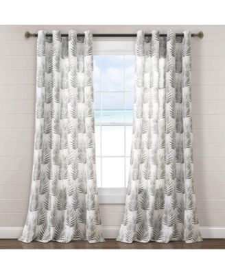 Palm Lane Light Filtering Window Curtain Panels Pair 52"W x 84"L Gray - Coastal Curtains For Bedroom Or Living Room - Beach House Decor