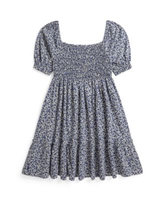 Girls' 7-16 Blueberry-Print Square Neck Jersey Dress