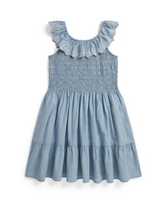 Girls' 7-16 Blueberry-Overlay Round Neck Dress