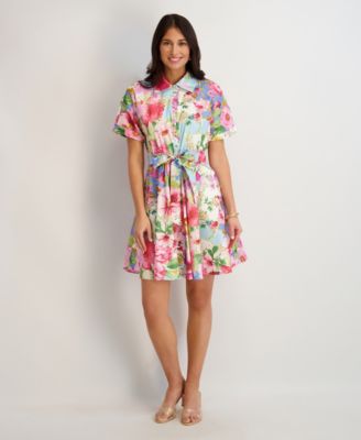 Women's Printed Short-Sleeve Shirtdress