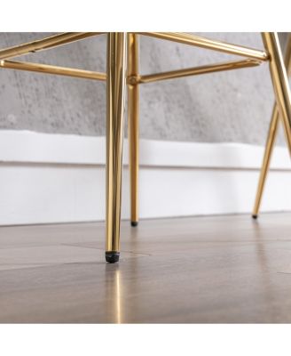 26 Inch Bar Stools Set of 2, with Golden Chrome Footrest and Base Velvet Counter Height Bar Stools Kitchen Island Counter Stool