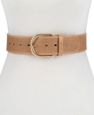 Mini Box-Woven Leather Polished Buckle Belt