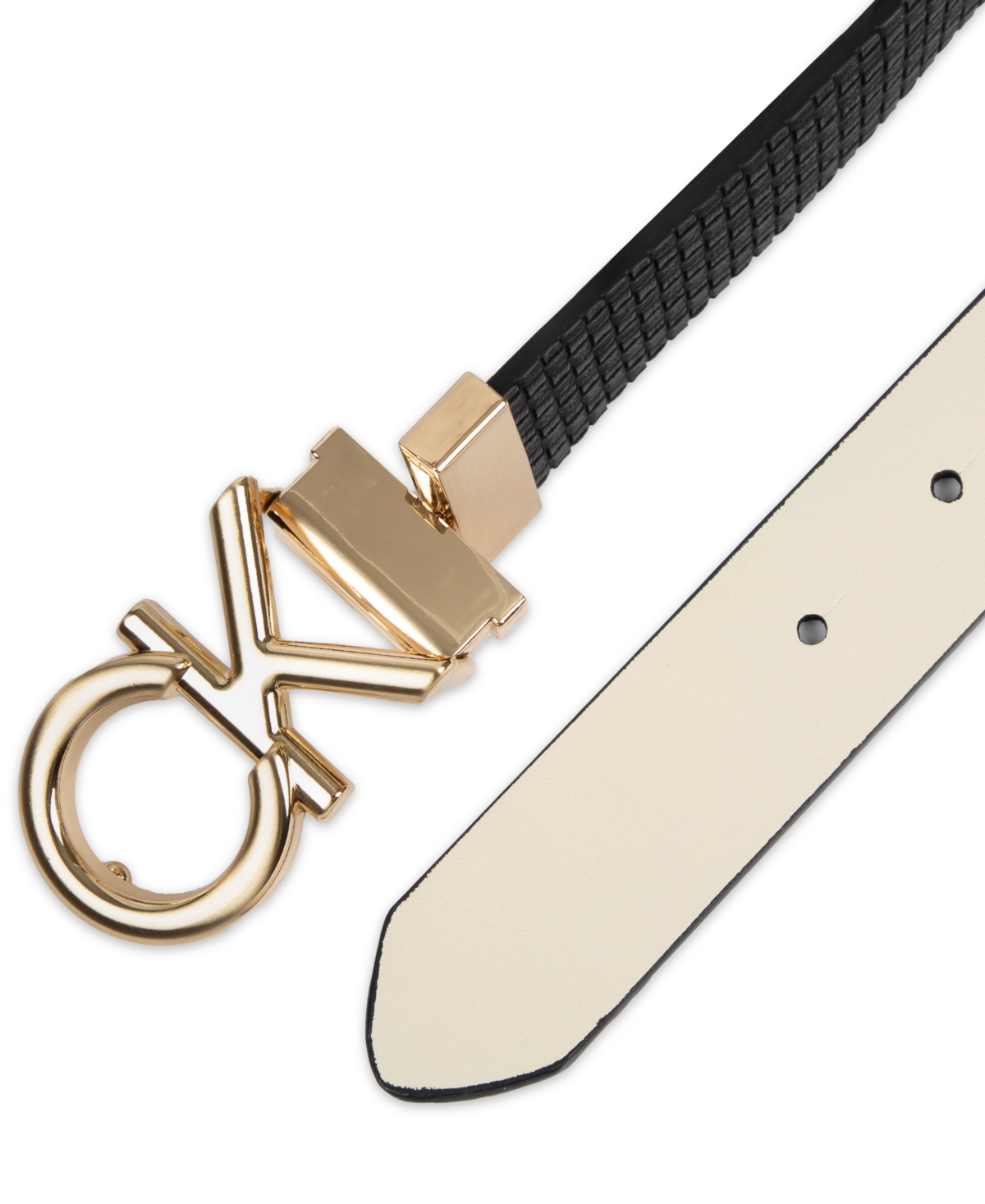 Calvin Klein Women's Reversible Puffed Ck Monogram Buckle Belt