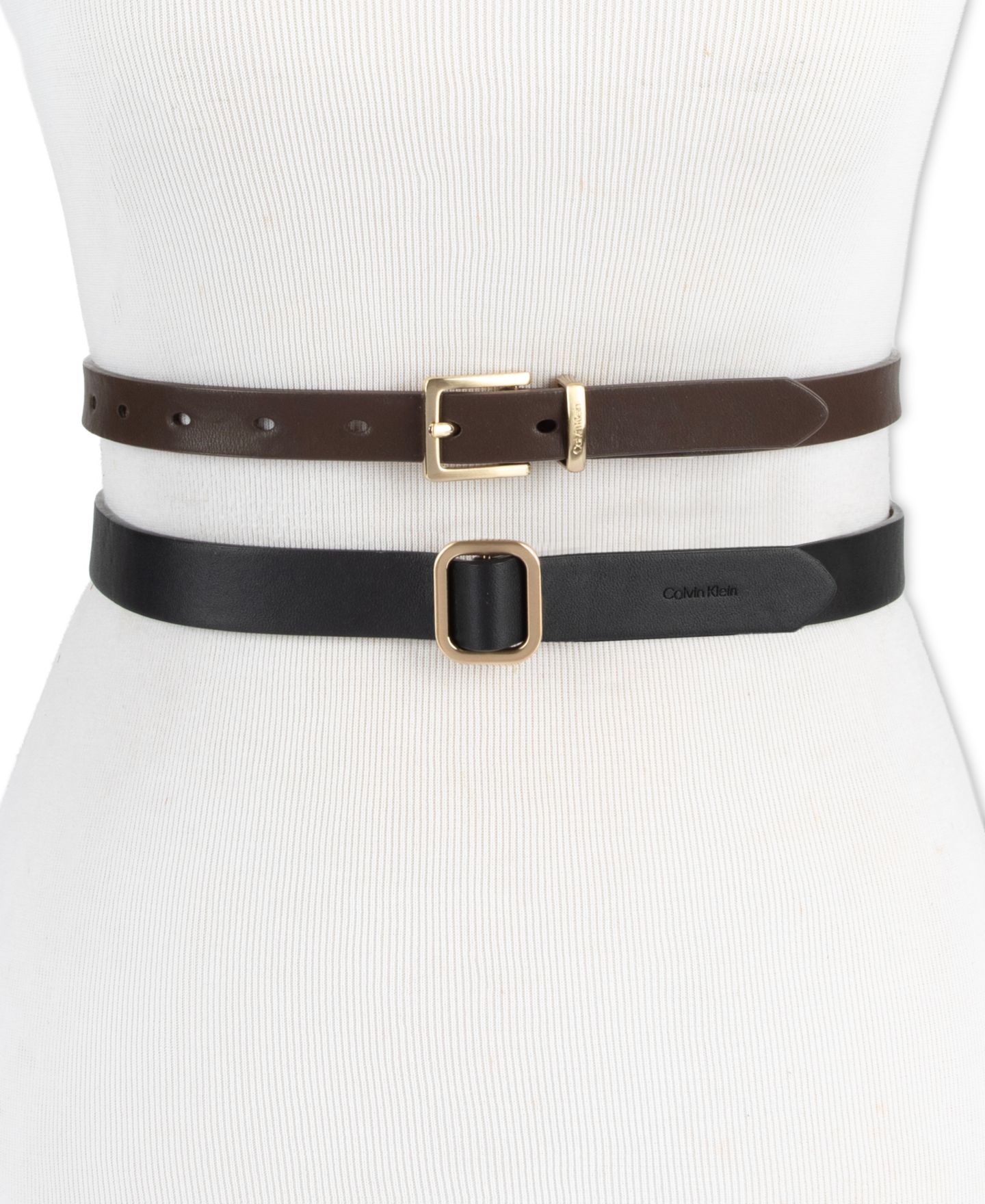 Женские ремни Calvin Klein 2-Pc. Skinny Belt Set, цвет: Чёрный / Коричневый — фото 15