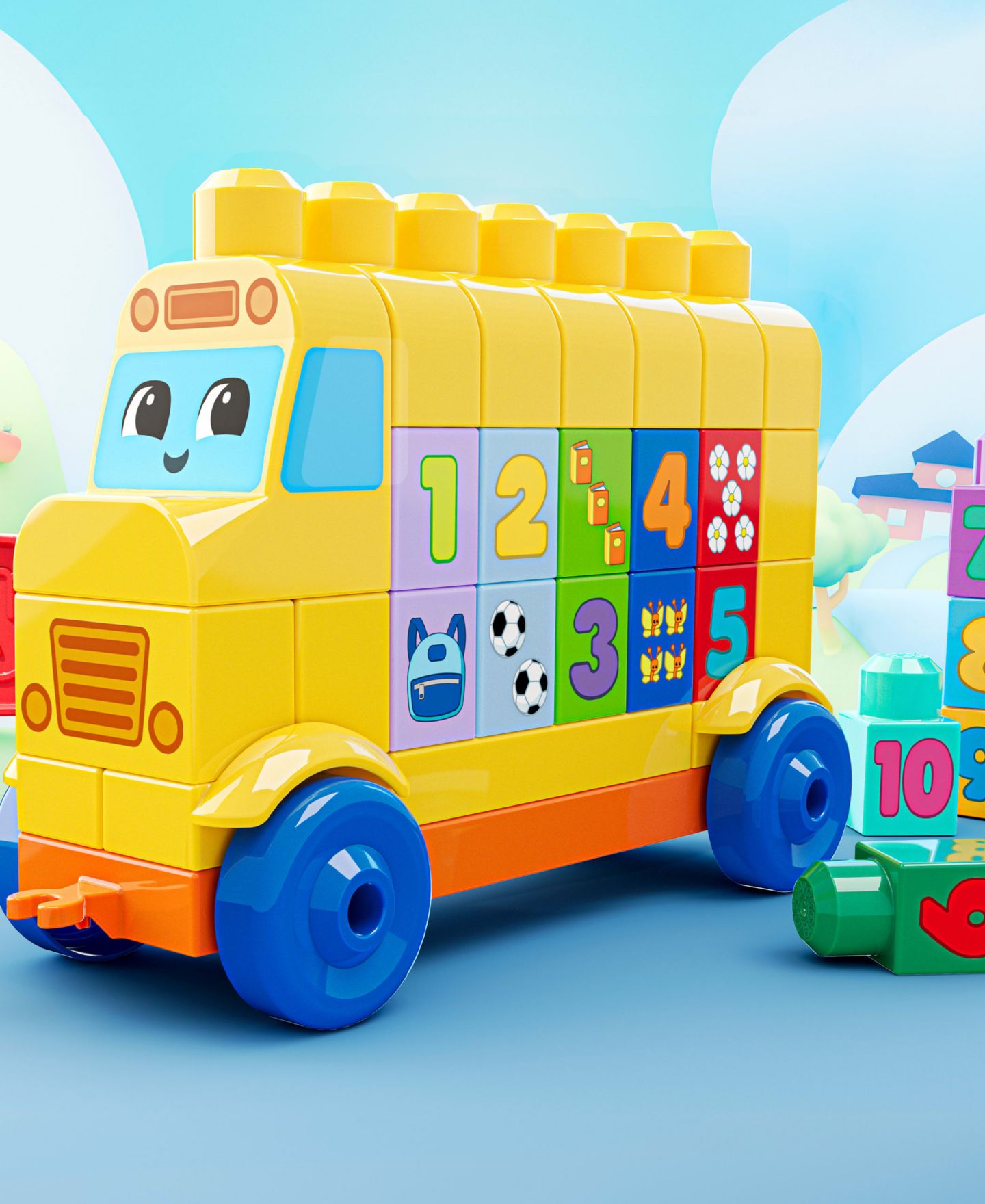 Детские конструкторы Mega Bloks First Builders Build and Count Bus Block Toy, 45 Pieces — фото 6