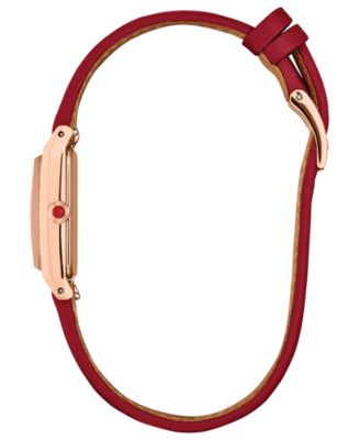 Women's Fio Red Leather Strap Watch, 14.3mm