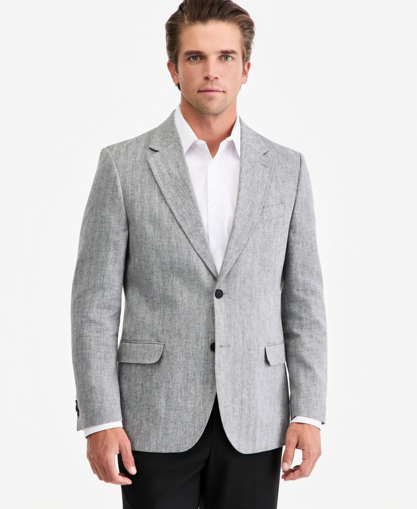 Мужской пиджак Nautica Modern-Fit Herringbone Cotton & Linen Blazer, цвет: Белый — фото 1