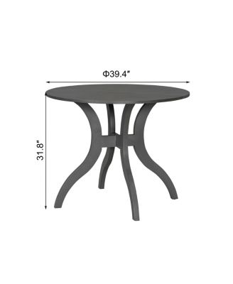 Oak Gray Round Dining Table 39.4" - Solid Wood Legs, Timeless Elegance