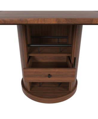 59" Extendable Oval Dining Table with 2-Tier Storage