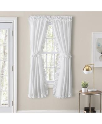 Home Classic Narrow Ruffle 2-Piece Rod Pocket Curtain Panel, 80" X 63"