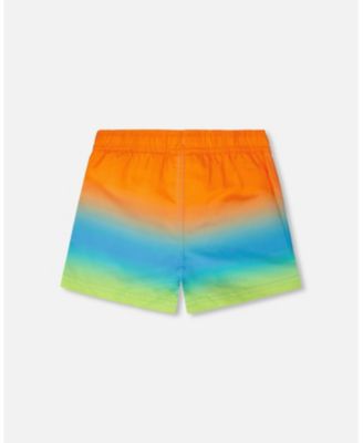 Baby Boys Boardshorts Orange Blue and Green Gradient