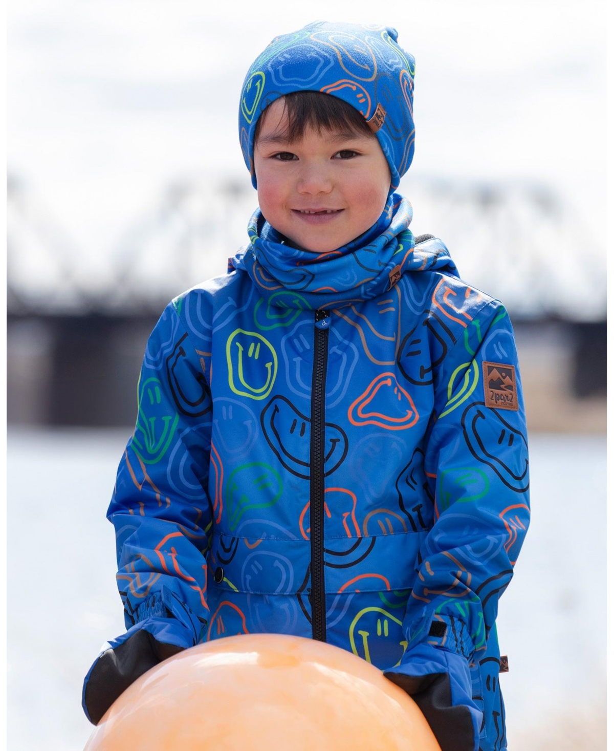 Deux par Boy Stretch Jersey Beanie Printed Smileys - Toddler|Child