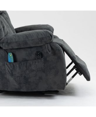 Velvet Recliners with Heat & Massage Power Lift Chair Relax Sofa Chair for Living Room, Brown