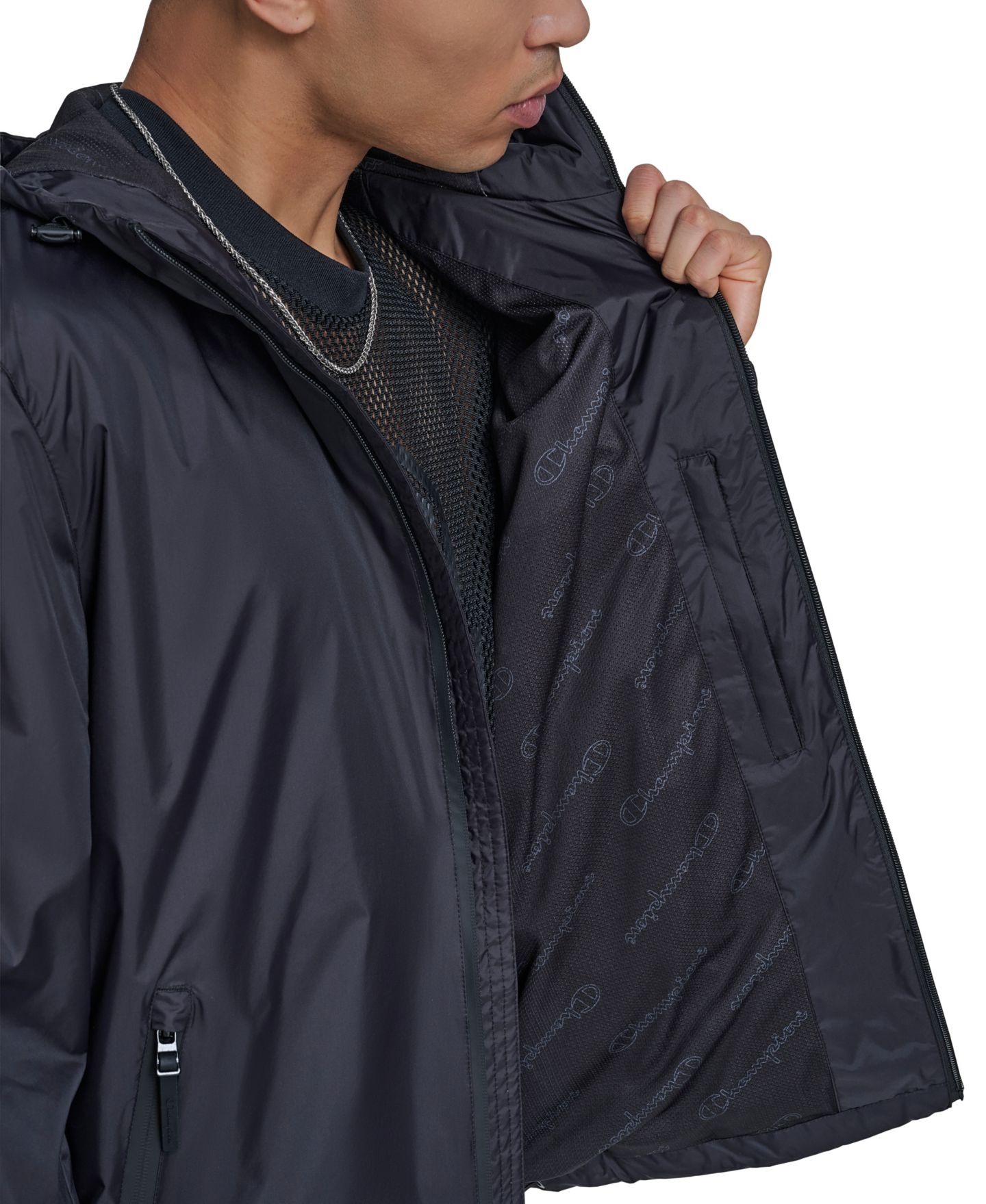 Мужская куртка Champion Classic Hooded Rain, цвет: Чёрный — фото 3