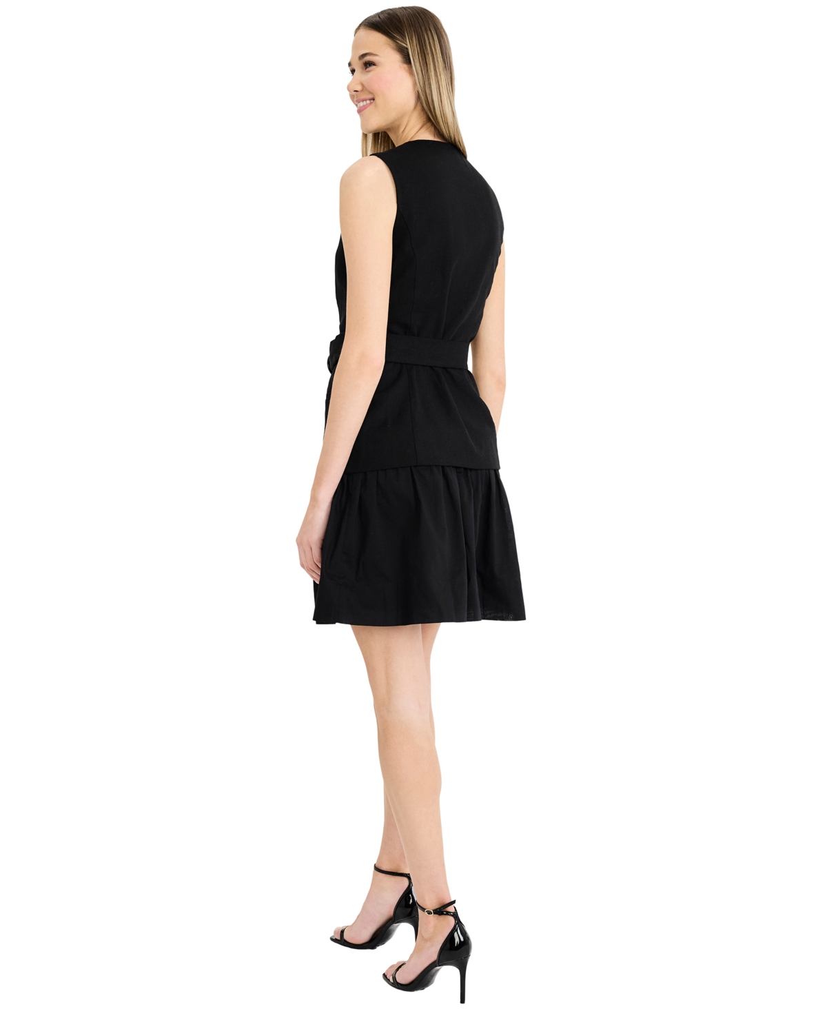 Luxely Women's V-Neck Belted Dress