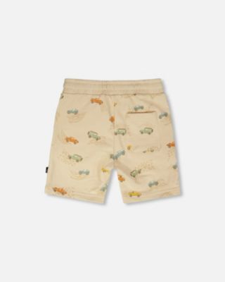 Toddler Boys French Terry Shorts Beige Jeep Print - Toddler|Child