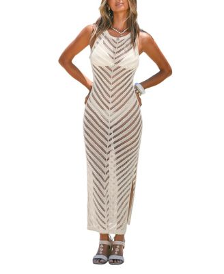 Women's Elegance Cream Cover-Up Maxi Beach Dress