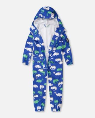 Baby Boys Rain One-Piece in Polyurethane Blue Chameleon Print