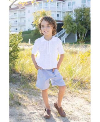 Big Boys Short Sleeve Polo Cable Sweater
