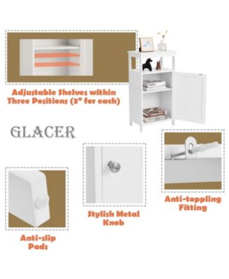 Wood Bathroom Floor Cabinet with Multi-Storage Rack Organizer