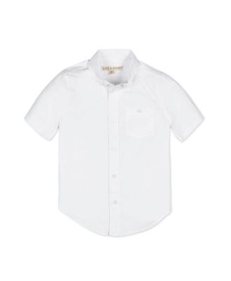 Little and Big Boys' Organic Short Sleeve Stretch Poplin Button Down Shirt