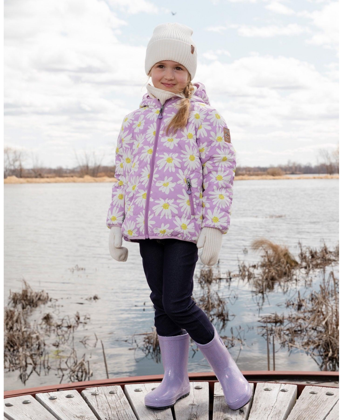 Deux par Toddler Girls Quilted Mid-Season Jacket Daisy Print - Toddler|Child