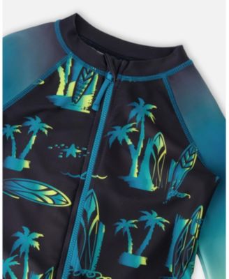 Baby Boys One-Piece Long Sleeve Rashguard Surf Print