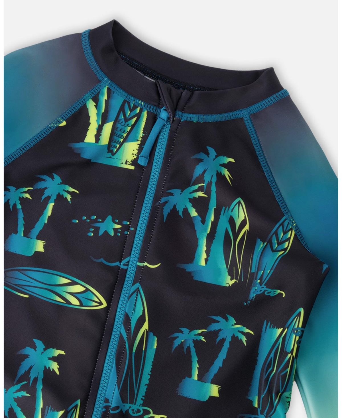 Deux par Deux Baby Boys One-Piece Long Sleeve Rashguard Black Surf Print
