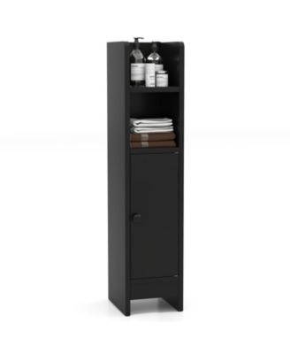 Space-Saving Corner Bathroom Slim Cabinet with Door and Adjustable Shelf