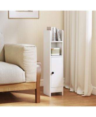 Space-Saving Corner Bathroom Slim Cabinet with Door and Adjustable Shelf