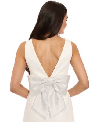 Women's Embellished Bow V-Neck Dress