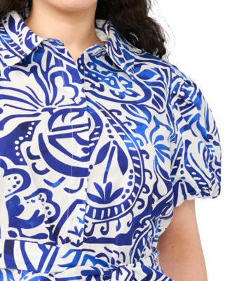 Plus Size Collared Neck Mini Dress