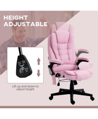 6 Point Vibrating Massage Office Chair with Heat Linen High Back Executive Recliner