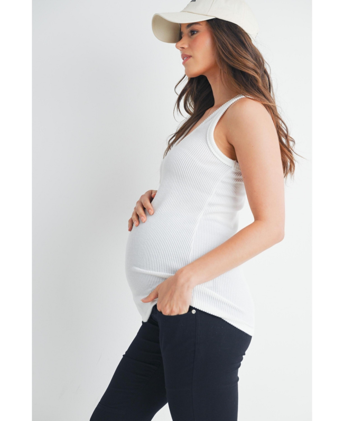 Hello Miz Maternity Ribbed Scoop Neck Tank Top