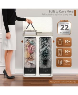 2-Compartment Laundry Basket with Removable Laundry Bag - Durable Organizer for Bathroom, Bedroom, or Laundry Room - Space Saving Design