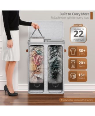 2-Compartment Laundry Basket with Removable Laundry Bag - Durable Organizer for Bathroom, Bedroom, or Laundry Room - Space Saving Design