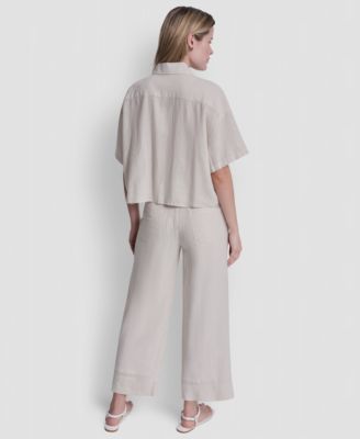 Petite Oversized Cropped Collared Shirt