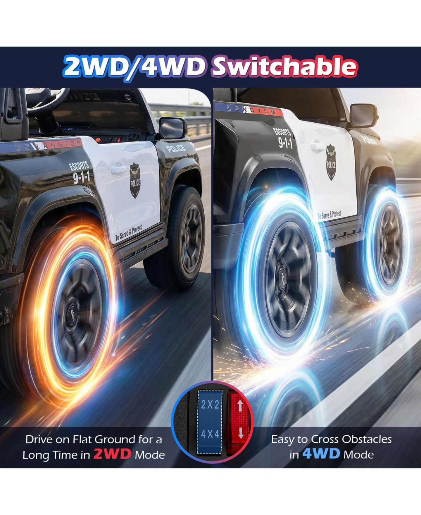 Детская игрушка Mecale 24V 2-Seater Licensed Chevrolet Police Car 4WD with Remote Control, Ages 3-8, цвет: Чёрный — фото 4