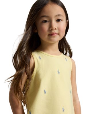 Girls' 2-6X Polo Pony Three-Button Placket Oxford Dress