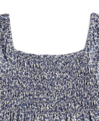 Girls' 7-16 Blueberry-Print Square Neck Jersey Dress