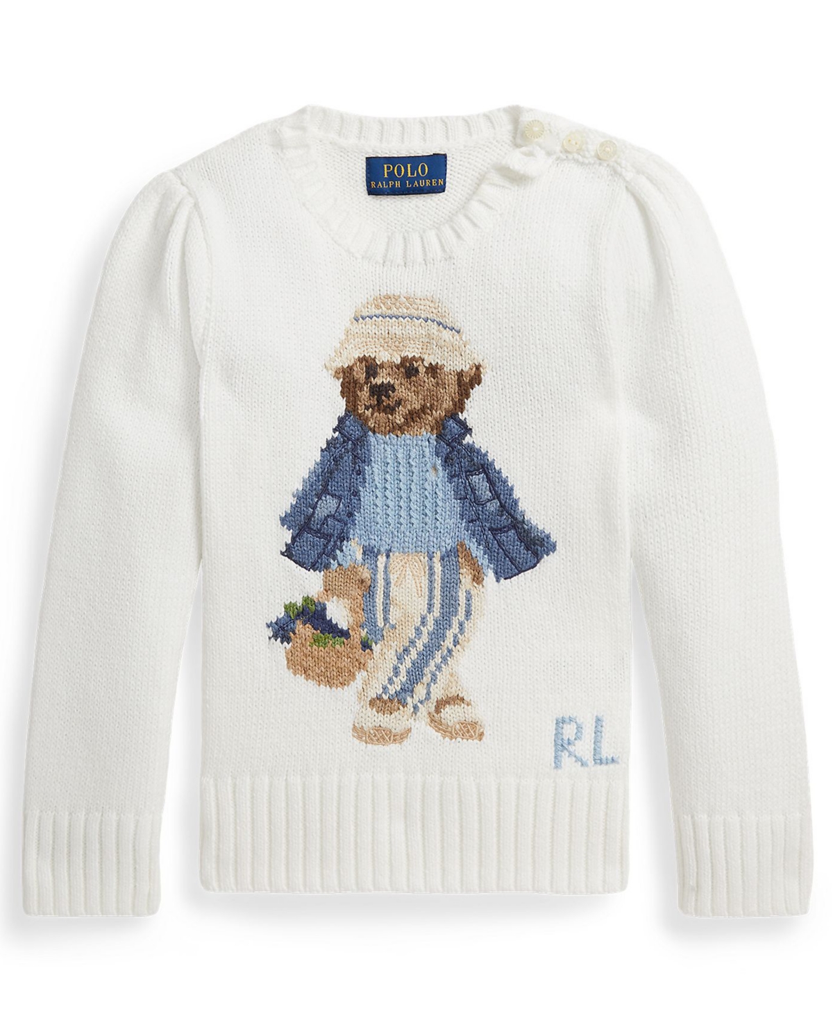 Polo Ralph Lauren Girls' 2T-6X Bear Crewneck Sweater