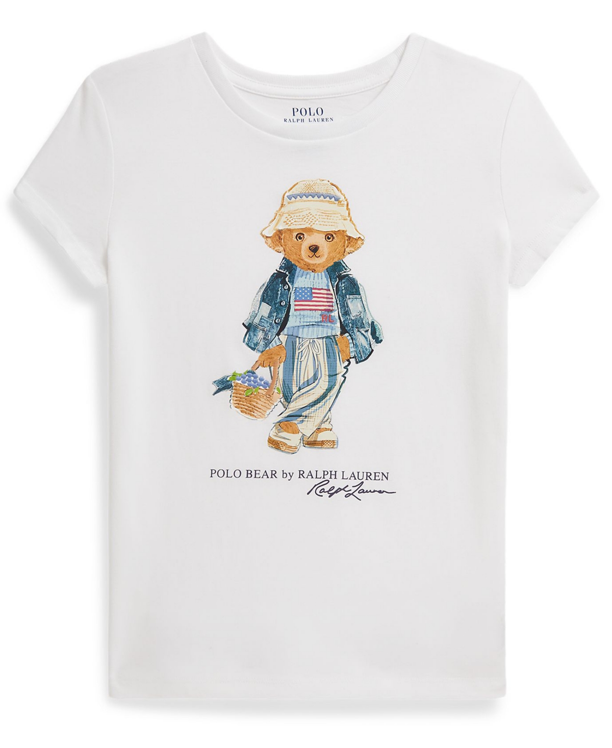 Polo Ralph Lauren Girls' 7-16 Bear Crewneck Jersey T-Shirt